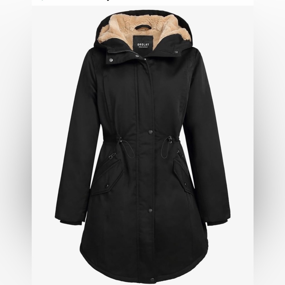 Orolay Women's Black Snow Jacket with Plush Lining